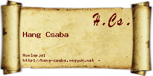 Hang Csaba névjegykártya